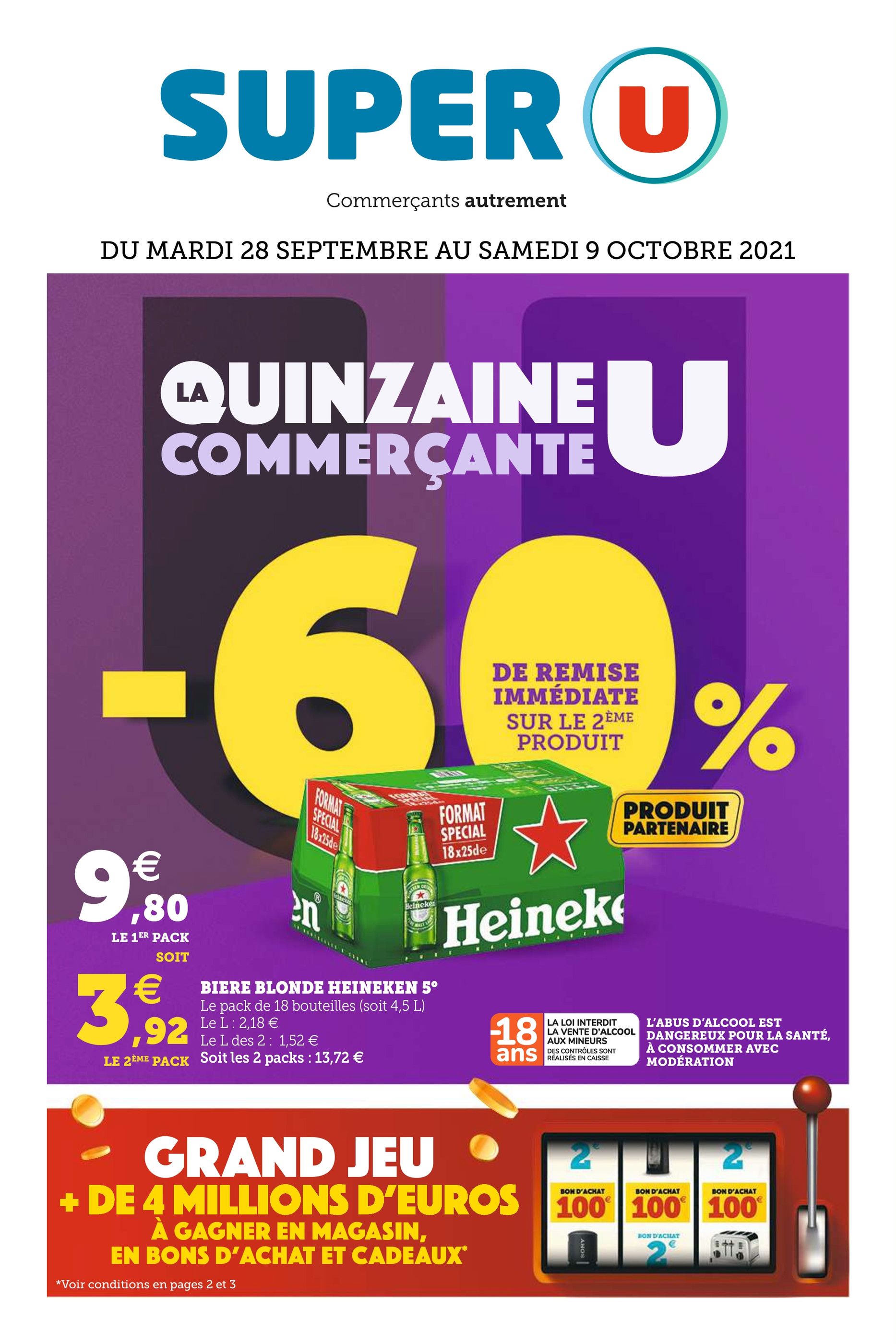 Catalogue Super U à Paray-Vieille-Poste, avec 32 pages Prospectus Super U à Paray-Vieille-Poste, "La quinzaine commerçante U", 32 pages, 28/09/2021 - 09/10/2021