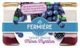 Yaourt brassé sur lit de mûres et myrtilles - LA FERMIÈRE en promo chez Intermarché Châtellerault à 1,45 €