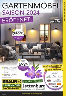 Terrassenmöbel im BRAUN Möbel-Center Prospekt "GARTENMÖBEL SAISON 2024 ERÖFFNET!" mit 20 Seiten (Reutlingen)
