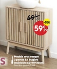 Meuble sous vasque 2 portes & 1 étagère intérieure - Maxi Bazar Meuble sous vasque 2 portes & 1 étagère intérieure à 59,99 € dans le catalogue Maxi Bazar