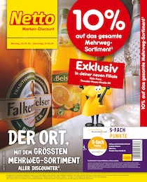 Netto Marken-Discount Prospekt für Köln: "10% auf das gesamte Mehrweg-Sortiment", 4 Seiten, 22.04.2024 - 27.04.2024