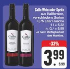 Wein oder Spritz Angebote von Gallo bei EDEKA Freiberg für 3,99 €