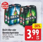 Bier oder Biermischgetränke im Angebot bei WEZ in Löhne Bier oder Biermischgetränke Angebote von Beck's bei WEZ Löhne für 3,99 €