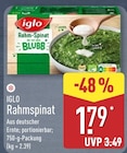 Rahmspinat von Iglo für 1,79 € bei ALDI Nord im Angebot Rahmspinat von Iglo im aktuellen ALDI Nord Prospekt