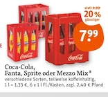 Coca-Cola, Fanta, Sprite oder Mezzo Mix im Angebot bei tegut in Bietigheim-Bissingen Coca-Cola, Fanta, Sprite oder Mezzo Mix Angebote von Coca-Cola bei tegut Bietigheim-Bissingen für 7,99 €