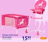 Chaise et berceau de poupée en promo chez Action Épinal à 15,95 €