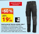 Promo Pantalon de travail Kessel Gris à 19,90 € dans le catalogue Rural Master à La Roche-Chalais