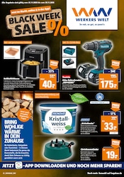Werkers Welt BaumĂ€rkte Prospekt der aktuellen Woche mit 8 Seiten, gĂŒltig von 22.11.2025 bis 29.11.2025, in Ahrensburg und Umgebung Aktueller Werkers Welt BaumĂ€rkte Prospekt in Ahrensburg und Umgebung, "BLACK WEEK SALE" mit 8 Seiten, 22.11.2025 - 29.11.2025