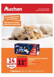 Catalogue Auchan à Paris, avec 7 pages Prospectus Auchan à Paris, "L'essentiel pour vos animaux", 7 pages, 22/06/2022 - 28/06/2022