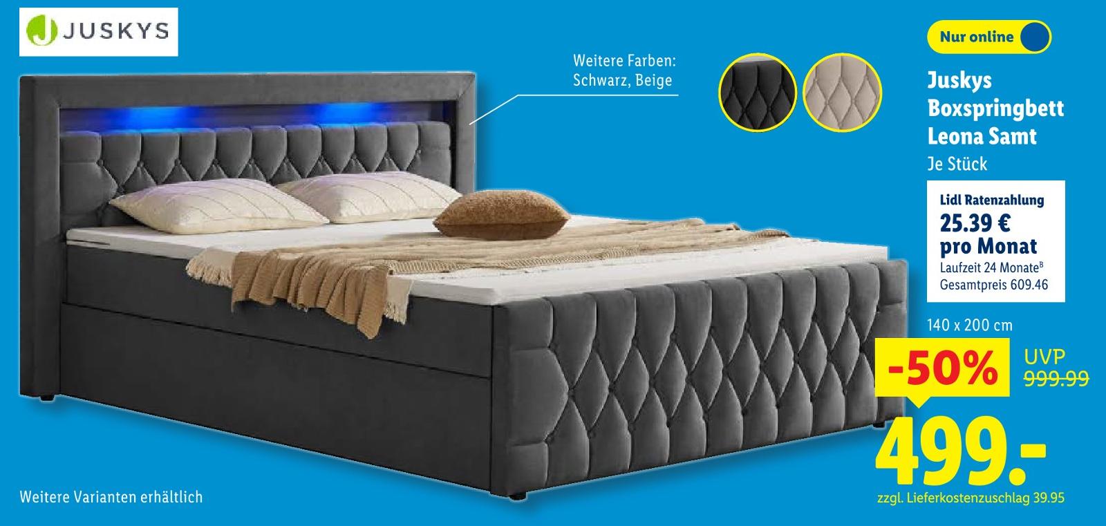 Boxspringbett Leona Samt