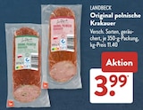 Original polnische Krakauer im ALDI SÜD Prospekt Original polnische Krakauer von Landbeck im aktuellen ALDI SÜD Prospekt für 3,99 €