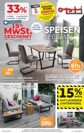 Aktueller Opti-Wohnwelt Prospekt mit Esstisch, "DRINNEN & DRAUSSEN SPEISEN SPEZIAL", Seite 1
