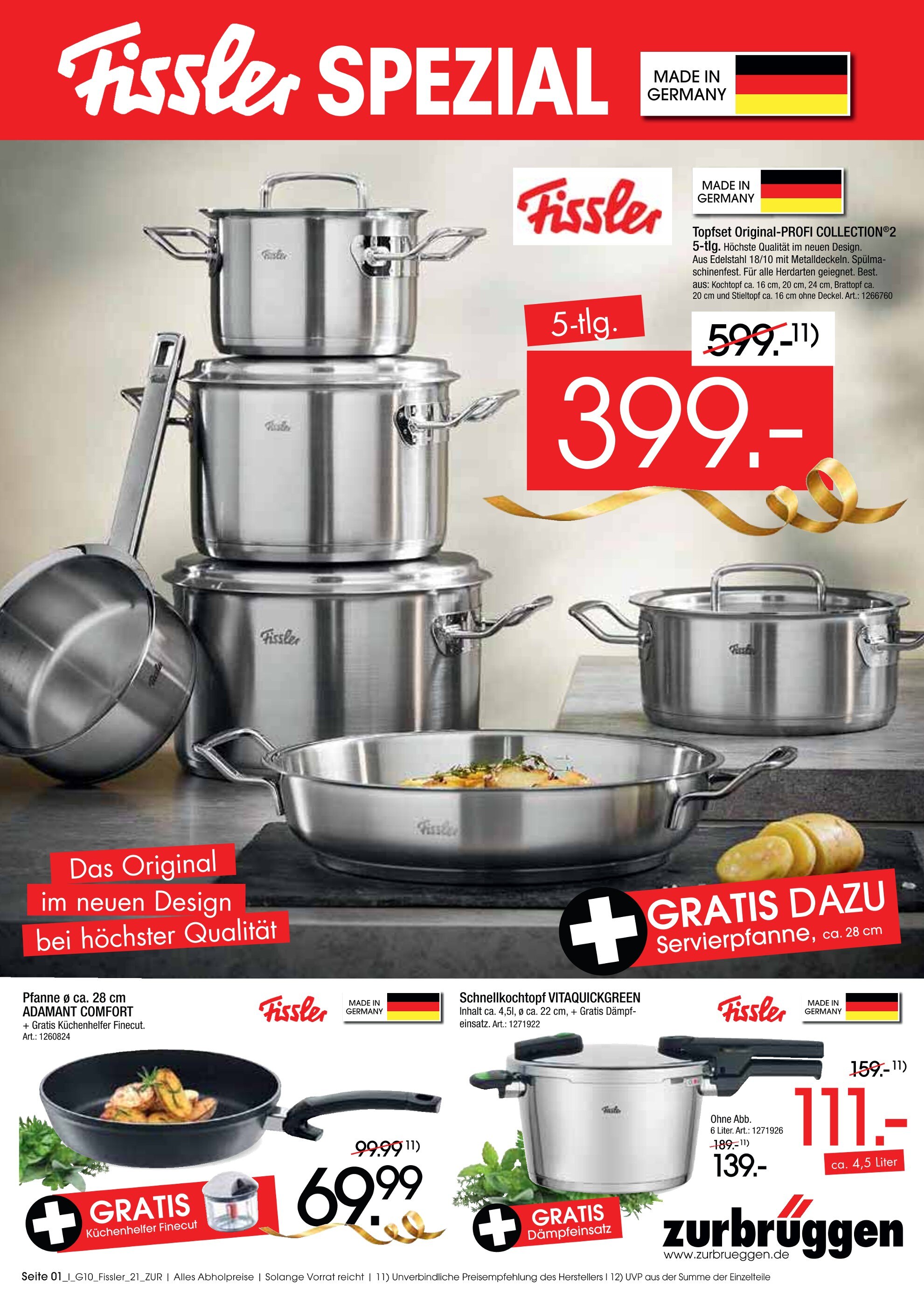 Zurbrüggen Prospekt für Soest mit 4 Seiten Zurbrüggen Prospekt für Soest: "Fissler SPEZIAL", 4 Seiten, 27.09.2021 - 02.11.2021