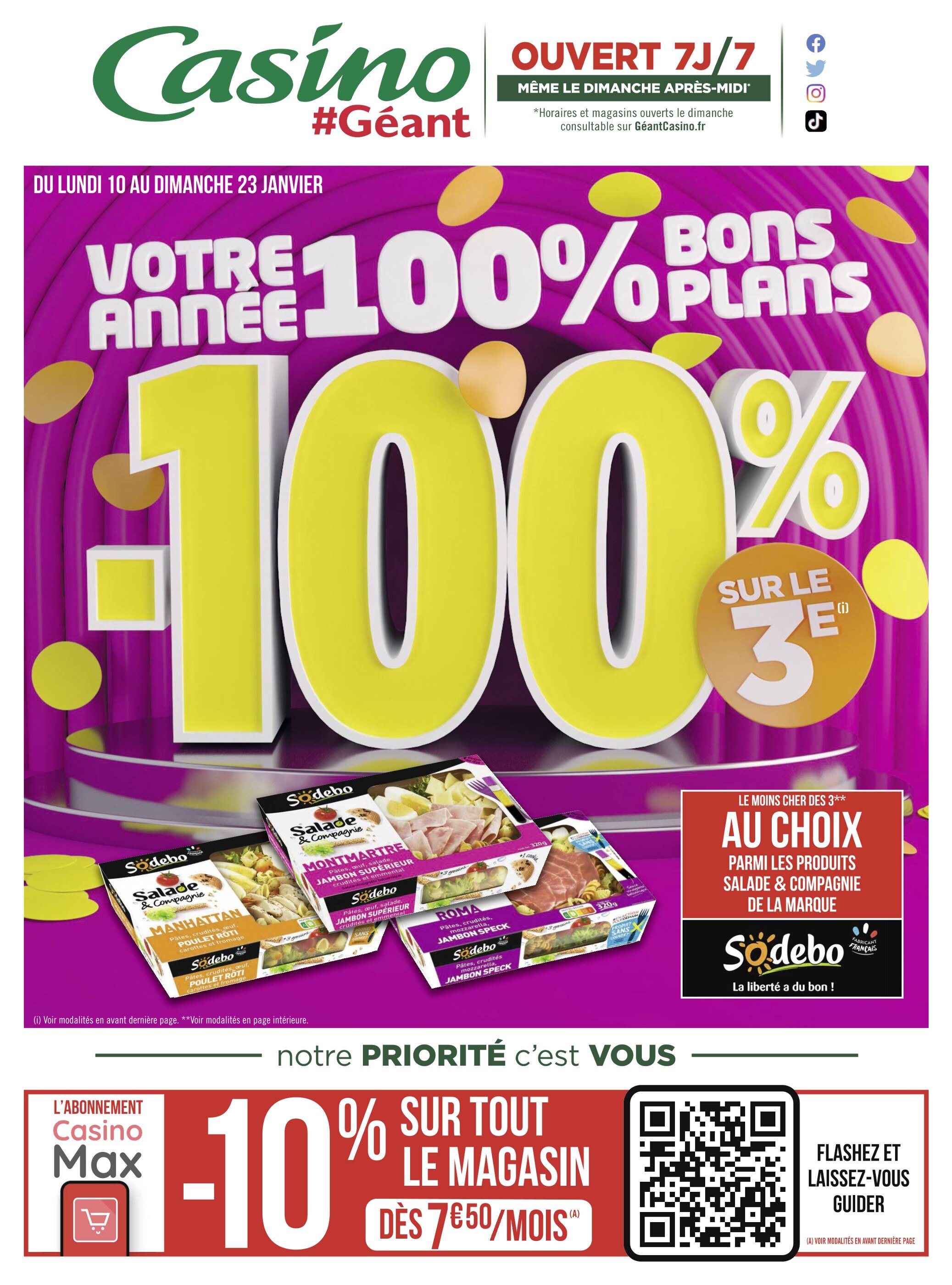 Catalogue Géant Casino à Paris, avec 36 pages Prospectus Géant Casino à Paris, "Votre année 100% bons plans", 36 pages, 10/01/2022 - 23/01/2022