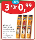 Beef Stick Hundesnack von Vitakraft für 0,99 € bei budni im Angebot Beef Stick Hundesnack von Vitakraft im aktuellen budni Prospekt
