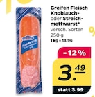 Knoblauch- oder Streichmettwurst Angebote von Greifen Fleisch bei Netto mit dem Scottie Dresden für 3,49 €