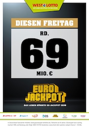 Westlotto Prospekt: "Diesen Freitag rd. 69 Mio. €", 3 Seiten, 30.10.2024 - 01.11.2024