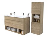 Ensemble meuble suspendu + double vasque + miroir + appliques Led - 120 cm "Alba" - Brico Dépôt à Caen Ensemble meuble suspendu + double vasque + miroir + appliques Led - 120 cm "Alba" en promo chez Brico Dépôt Caen à 229,00 €