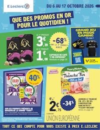 Catalogue E.Leclerc à Sézanne, avec 56 pages Prospectus E.Leclerc à Sézanne, "QUE DES PROMOS EN OR POUR LE QUOTIDIEN !", 56 pages, 06/10/2026 - 17/10/2026