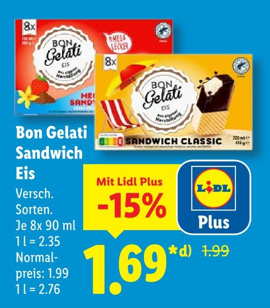 Sandwich Eis Mega Lecker