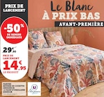 Parure housse de couette 200x200cm + 2 taies d'oreillers 63x63cm - U Maison en promo chez Super U Joué-lès-Tours à 14,95 €