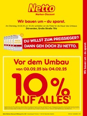 Aktueller Netto Marken-Discount Discounter Prospekt in Dörverden und Umgebung, "Vor dem Umbau 10% AUF ALLES." mit 2 Seiten, 03.02.2025 - 04.02.2025