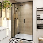 Porte de douche coulissante l. 120 x H. 195 cm, profilés alu noir mat, GoodHome Ledava à 239,00 € dans le catalogue Castorama