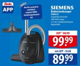 Siemens Bodenstaubsauger VS06V212 Angebote bei famila Nordost Neustadt für 99,99 €