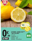 CITRONS JAUNES BIO - BIO VILLAGE dans le catalogue E.Leclerc