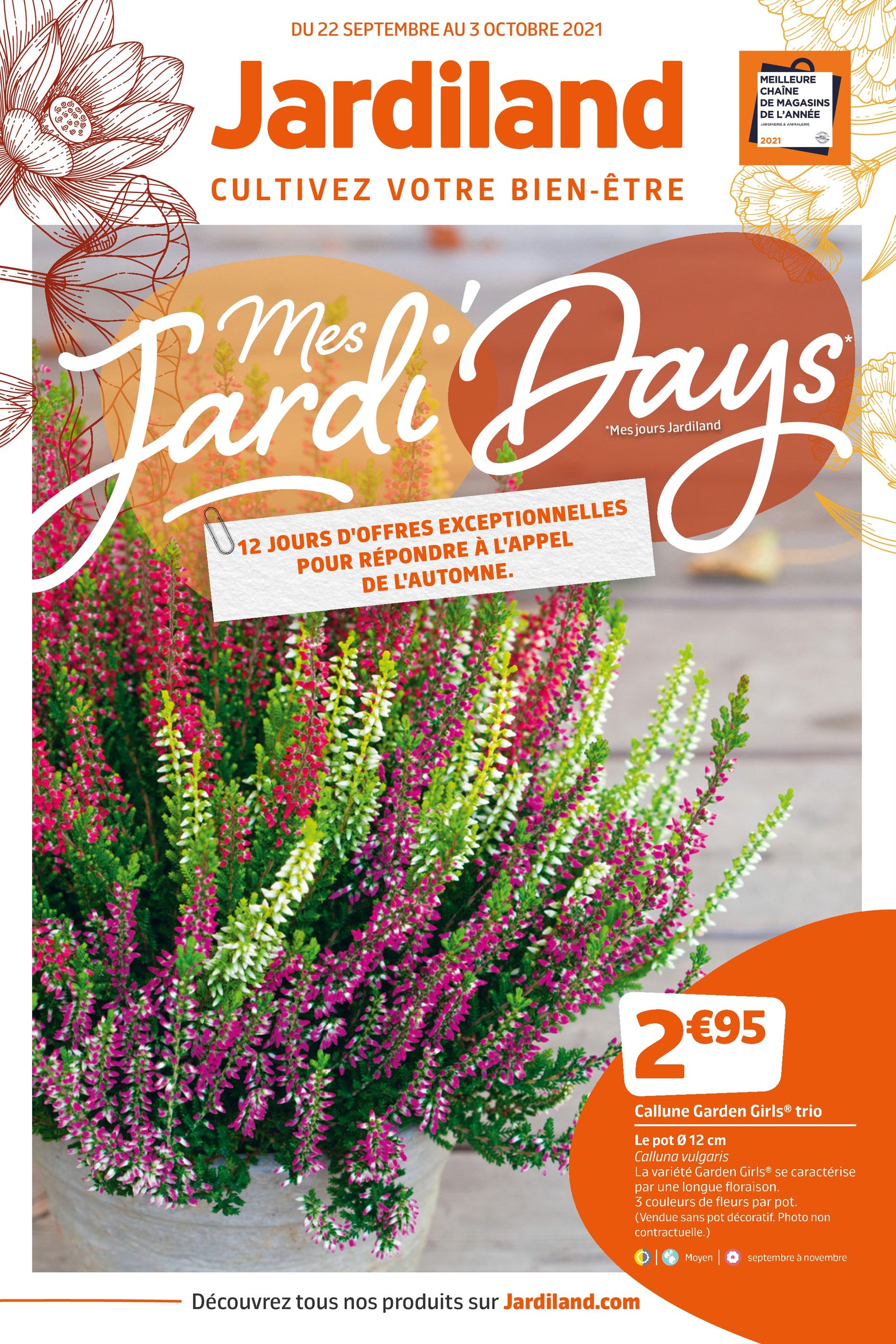 Catalogue Jardiland à Cagnes-sur-Mer, avec 12 pages Prospectus Jardiland à Cagnes-sur-Mer, "mes Jardi'Days", 12 pages, 22/09/2021 - 03/10/2021
