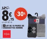 Lot de 10 paires de chaussettes homme - TISSIA dans le catalogue E.Leclerc