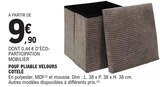 Pouf Pliable Velours Côtelé en promo chez E.Leclerc Toulon à 9,90 €