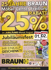 BRAUN Möbel-Center Möbel & Einrichtung Prospekt der aktuellen Woche mit 20 Seiten, gültig von 30.07.2025 bis 26.08.2025, in Bad Krozingen und Umgebung Aktueller BRAUN Möbel-Center Möbel & Einrichtung Prospekt in Bad Krozingen und Umgebung, "25 Jahre Braun Möbel-Center Freiburg" mit 20 Seiten, 30.07.2025 - 26.08.2025