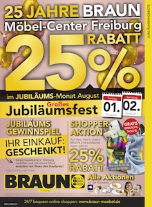 BRAUN Möbel-Center Freiburg (Breisgau) Prospekt "25 Jahre Braun Möbel-Center Freiburg" mit 20 Seiten