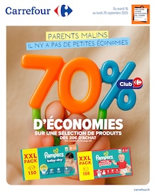 Prospectus Carrefour de la semaine "PARENTS MALINS IL N’Y A PAS DE PETITES ÉCONOMIES" avec 1 pages, valide du 16/09/2025 au 29/09/2025 pour Fougères et alentours