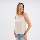 Blouse sans manches lin mélangé beige femme à La Halle dans Balzac