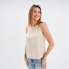 Blouse sans manches lin mélangé beige femme à La Halle dans Angeac-Champagne