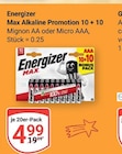 Max Alkaline Promotion 10 + 10 im Angebot bei GLOBUS in Saarbrücken Max Alkaline Promotion 10 + 10 Angebote von Energizer bei GLOBUS Saarbrücken für 4,99 €