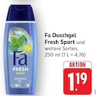 Duschgel Fresh Sport Angebote von Fa bei EDEKA Wiesbaden für 1,19 €