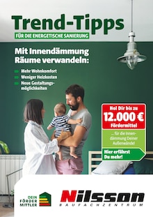 Aktueller Nilsson Baufachzentrum Prospekt (Osnabrück, 10 Seiten zum blättern Nilsson Baufachzentrum Prospekt Trend-Tipps für die energetische Sanierung mit 10 Seiten