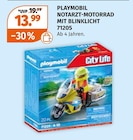 Notarzt-Motorrad mit Blinklicht von Playmobil im aktuellen Müller Prospekt für 13,99 €