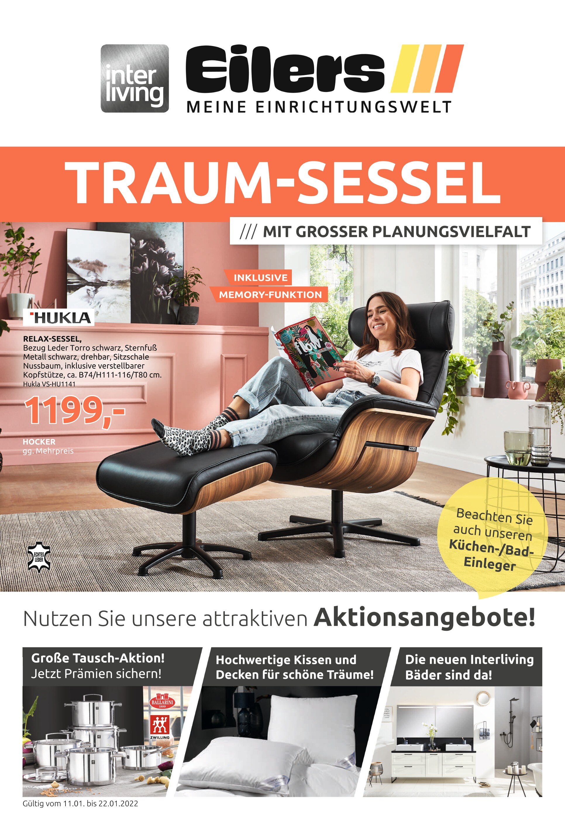 Möbel Eilers Prospekt für Leer mit 32 Seiten Möbel Eilers Prospekt für Leer: "TRAUM-SESSEL", 32 Seiten, 11.01.2022 - 22.01.2022