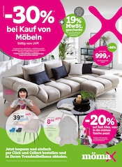 Wohnzimmer im mömax Prospekt in Villingen-Schwenningen Aktueller mömax Prospekt mit Wohnzimmer, "-30% bei Kauf von Möbeln", Seite 1