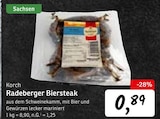 Konsum Bannewitz - Radeberger Biersteak Angebot im Prospekt Radeberger Biersteak bei Konsum im Bannewitz Prospekt für 0,89 €
