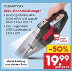 Akku-Handstaubsauger im Angebot bei Netto Marken-Discount in Leinfelden-Echterdingen Akku-Handstaubsauger Angebote von CLEANmaxx bei Netto Marken-Discount Leinfelden-Echterdingen für 19,99 €