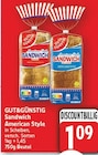 Sandwich American Style Weizen von GUT&GÜNSTIG für 1,09 € bei E center im Angebot Sandwich American Style Weizen von GUT&GÜNSTIG im aktuellen E center Prospekt