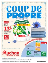 Prix et réduction Lessive Liquide dans le prospectus Auchan Hypermarché en cours Offre Lessive Liquide dans le catalogue Auchan Hypermarché du moment à la page 1