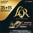 CAPSULES DE CAFÉ RISTRETTO L'OR ESPRESSO - L OR - Auchan Hypermarché à La Ciotat CAPSULES DE CAFÉ RISTRETTO L'OR ESPRESSO - L OR en promo chez Auchan Hypermarché La Ciotat à 9,99 €