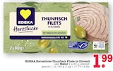 Aktuelle Thunfisch Angebote bei E center in Karlsruhe Aktuelles Herzstücke Thunfisch Filets in Olivenöl Angebot bei E center in Karlsruhe ab 1,99 €