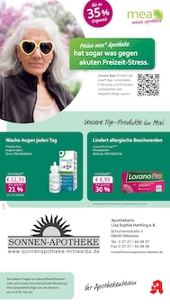 mea - meine apotheke Prospekt der Woche "Unsere Mai-Angebote" Seite 1, 01.05.2026 bis 31.05.2026 für Mittweida Aktueller mea - meine apotheke Prospekt "Unsere Mai-Angebote" Seite 1 von 4 Seiten für Mittweida